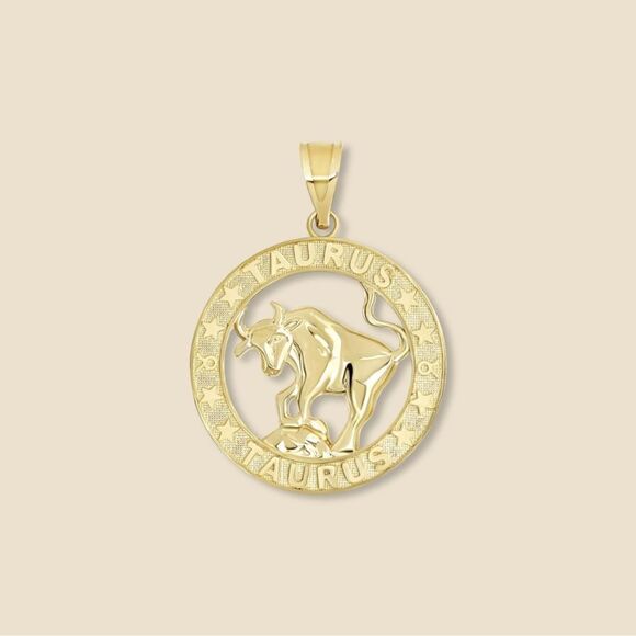14k Solid Gold Taurus Charm | 14k Solid Gold Pendant | Birthday Gift | - Picture 1 of 4
